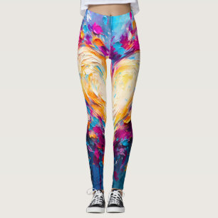 Colorful Abstract Modern Love Heart Leggings