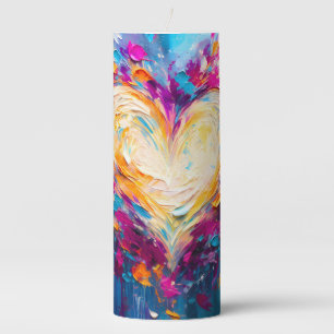 Colorful Abstract Modern Love Heart Pillar Candle