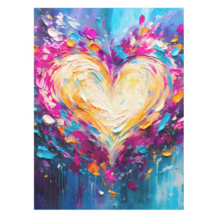 Colorful Abstract Modern Love Heart Tablecloth