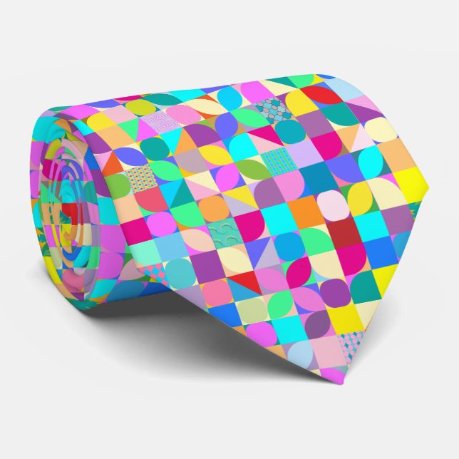 Colorful Abstract Modern Pattern Art Neck Tie  (Rolled)
