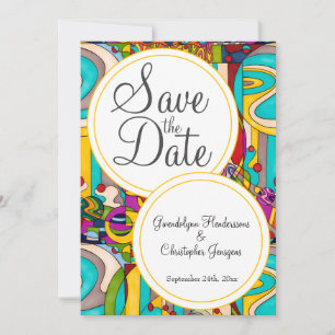 Colorful abstract modern Save the Date