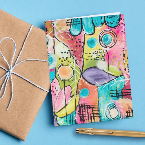 Colorful Abstract Modern Trendy Whimsical Art Note Card