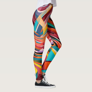 Colorful Abstract Modern Urban Geometric Pattern Leggings