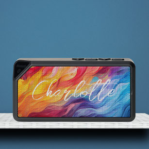 Colorful Abstract Modern Waves Personalized Name Bluetooth Speaker