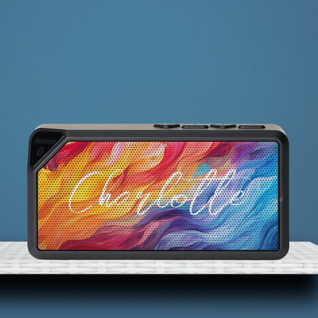 Colorful Abstract Modern Waves Personalized Name Bluetooth Speaker (Creator Uploaded)