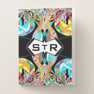 Colorful Abstract Monogram Artwork Design Pocket Folder