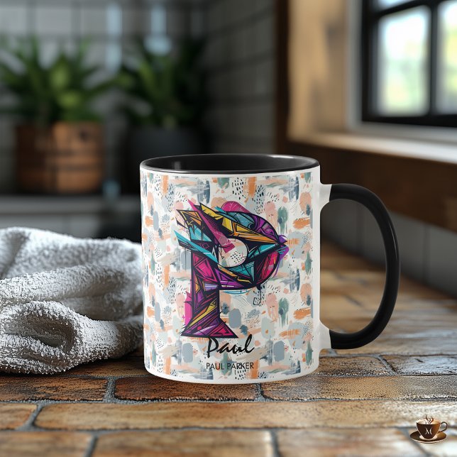 Colorful Abstract Monogram Mug - P for Paul  (Creator Uploaded)
