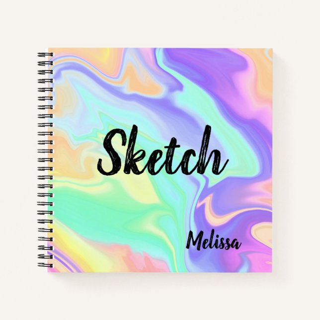 Colorful Abstract Monogram Sketchbook Notebook (Front)
