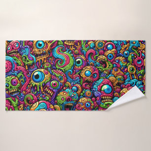 Colorful Abstract Monster Bath Towel