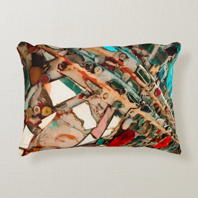 Colorful Abstract Mosaic Accent Pillow (Front)