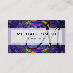 Colorful Abstract Mosaic Custom Monogram Business Card