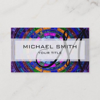 Colorful Abstract Mosaic Custom Monogram Business Card by NhanNgo at Zazzle