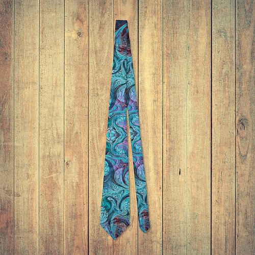 Colorful Abstract Mosaic Dragon or Mermaid Scales Neck Tie