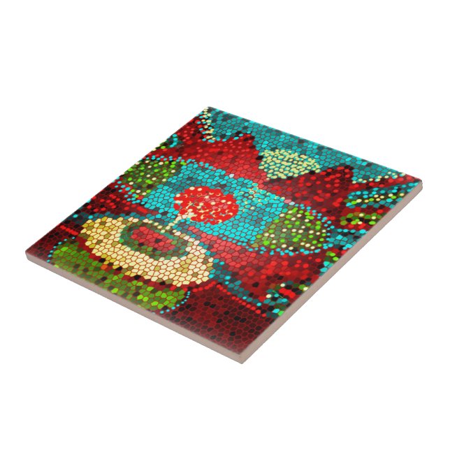 Colorful Abstract Mosaic Drink Tile (Side)