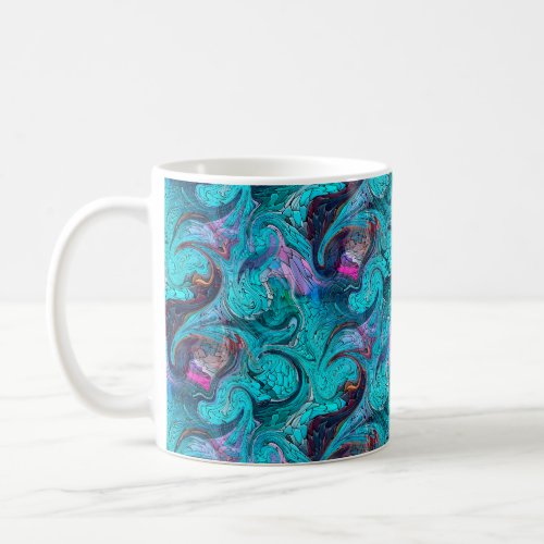 Colorful Abstract Mosaic Mermaid or Dragon Scales  Coffee Mug