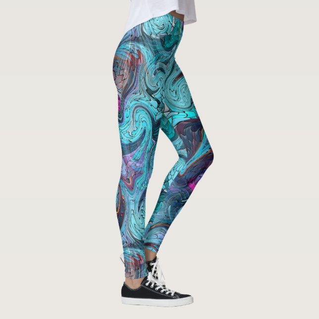 Colorful Abstract Mosaic Mermaid or Dragon Scales  Leggings (Right)