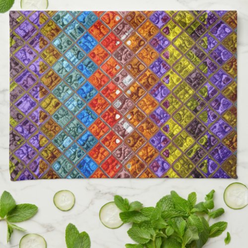 Colorful Abstract Mosaic Pattern 4 Kitchen Towel