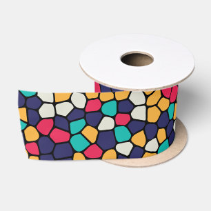 Colorful Abstract Mosaic Pattern Satin Ribbon