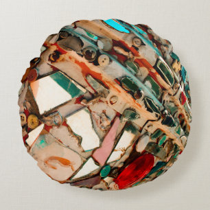 Colorful Abstract Mosaic Round Pillow