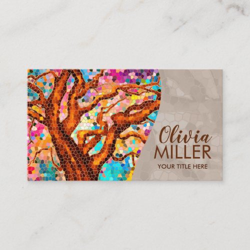 Colorful Abstract Mosaic Tree Business Card