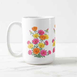 Colorful Abstract Moss Rose Flower Botanical Art Coffee Mug