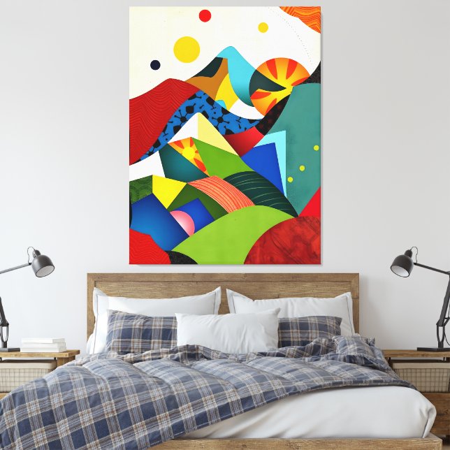 Colorful Abstract Mountains Canvas Print (Insitu(Bedroom))