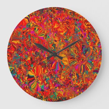 Colorful Abstract Multi Color Background Large Clock by Abstract_City at Zazzle