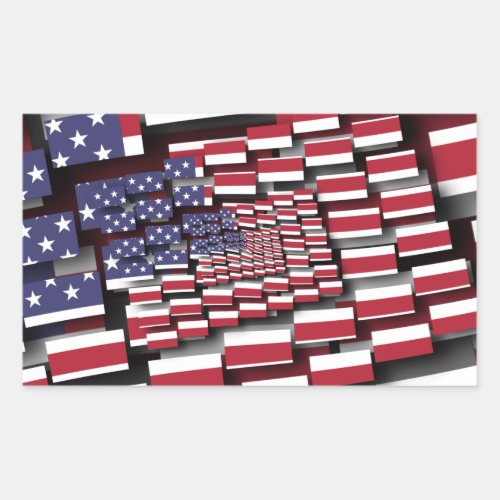 Colorful Abstract Multi Piece US Flag Rectangular Sticker