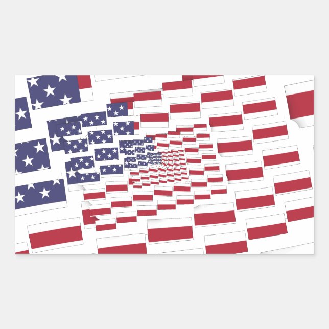Colorful Abstract Multi US Flag | Plain Background Rectangular Sticker (Front)