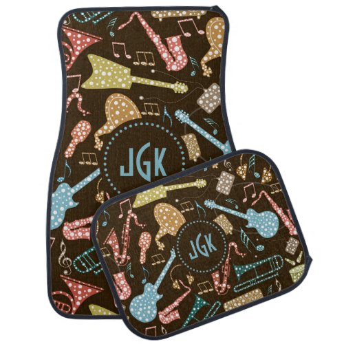 Colorful Abstract Music Instruments Pattern 2 Car Floor Mat