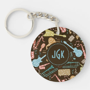 Colorful Abstract Music Instruments Pattern 2 Keychain