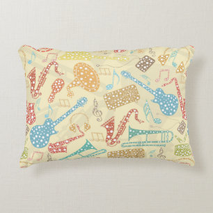 Colorful Abstract Music Instruments Pattern Decorative Pillow