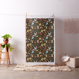 Colorful Abstract Music Instruments Pattern Fabric
