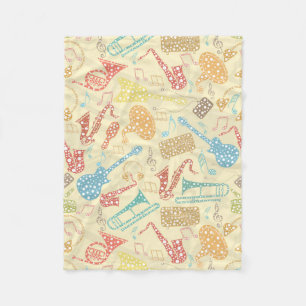Colorful Abstract Music Instruments Pattern Fleece Blanket
