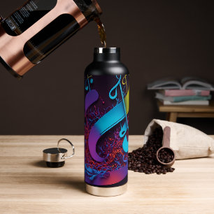 Colorful Abstract Musical Notes Water Bottle
