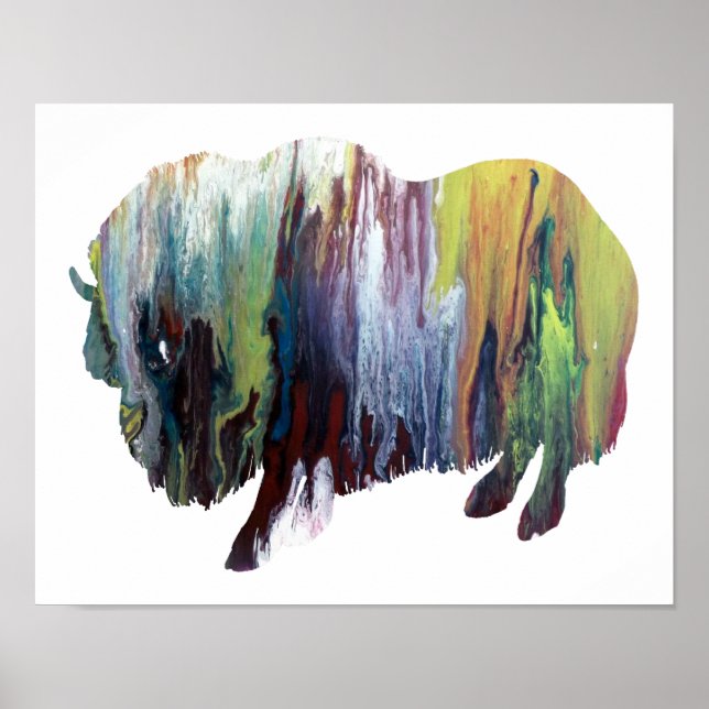 Colorful abstract muskox silhouette poster (Front)