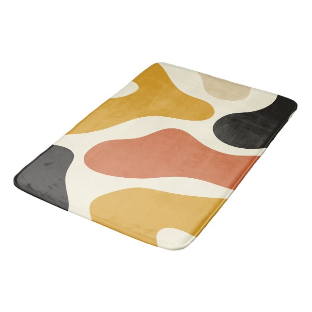 colorful Abstract mustard& Black White Bath Mat (Angled)