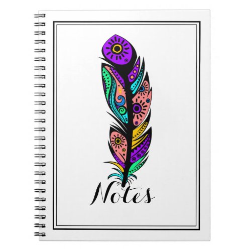 Colorful Abstract Native American Feather No 3 Notebook