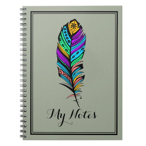 Colorful Abstract Native American Feather Notebook