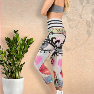 linqin Colorful Neon Cat High Waisted Yoga Pants for Women