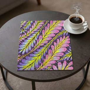 Colorful Abstract Neon Pink Purple Botanical Jigsaw Puzzle