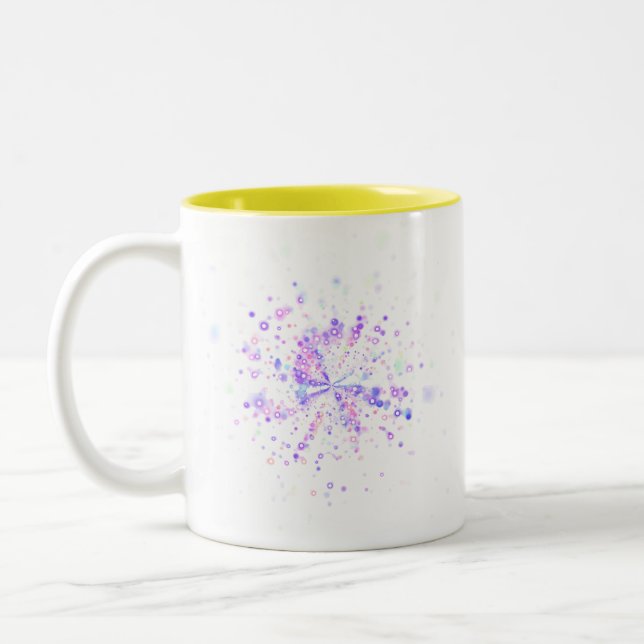 Colorful Abstract Neon Splash Two-Tone Coffee Mug (Left)