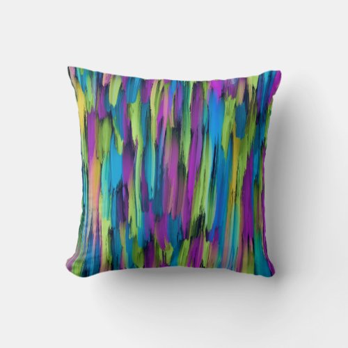 Colorful abstract neon splashes pilow throw pillow