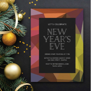Colorful Abstract New Year's Eve Invitation
