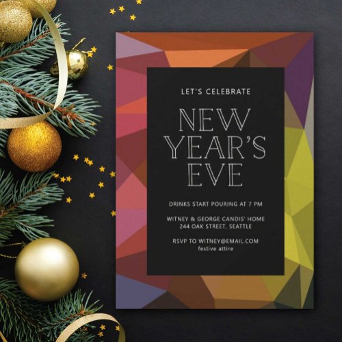 Colorful Abstract New Years Eve Invitation