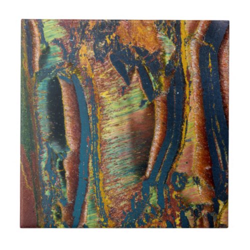 Colorful abstract of a Tiger eye Ceramic Tile