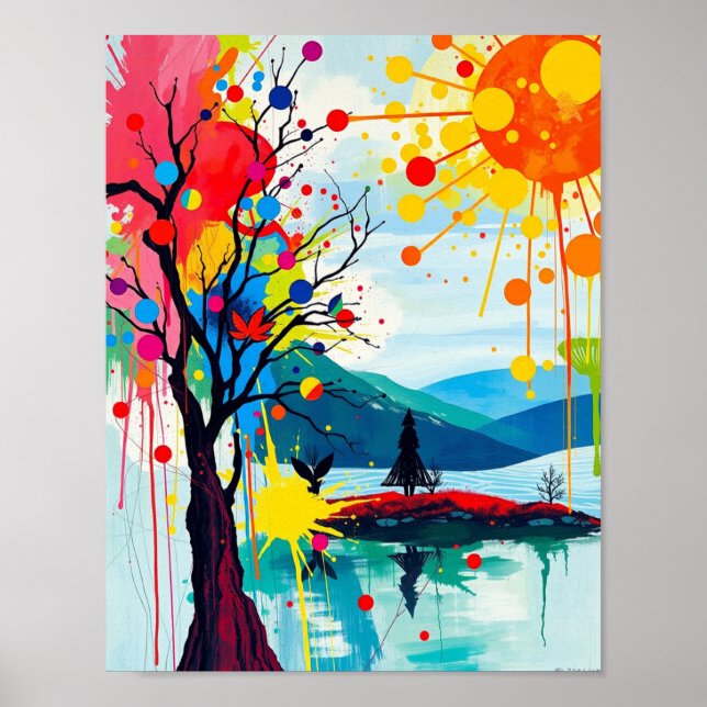 Colorful Abstract of A Tree Poster (Front)