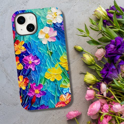 Colorful Abstract Oil Painting of Spring Flowers Case_Mate iPhone 14 Case