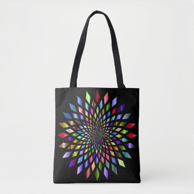 Colorful Abstract on Black Tote Bag (Front)