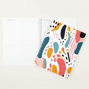 Colorful Abstract Organic Shapes Boho Pattern Planner